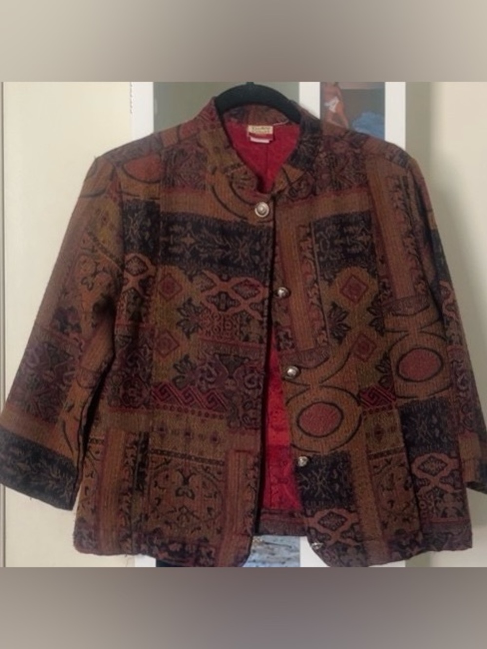 Patterned Women's Blazer Jacket in Multi Brown